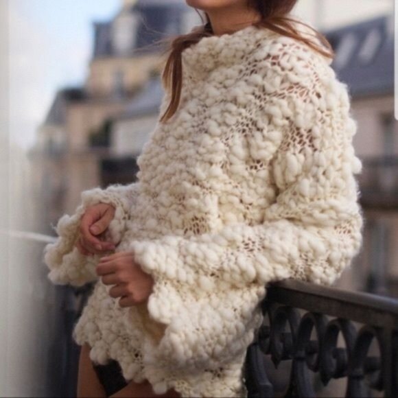 For Love & Lemons Mademoiselle Popover Sweater Creme - Picture 10 of 10